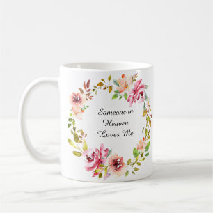 Mug Aquarelle rose Floral Wreath Memorial Keepsaké
