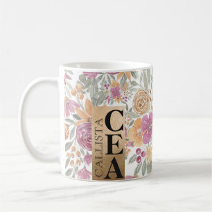Mug Aquarelle rose jaune doré rose