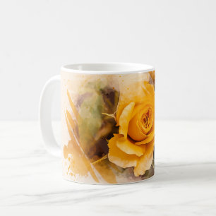 Mug Aquarelle rose jaune simple