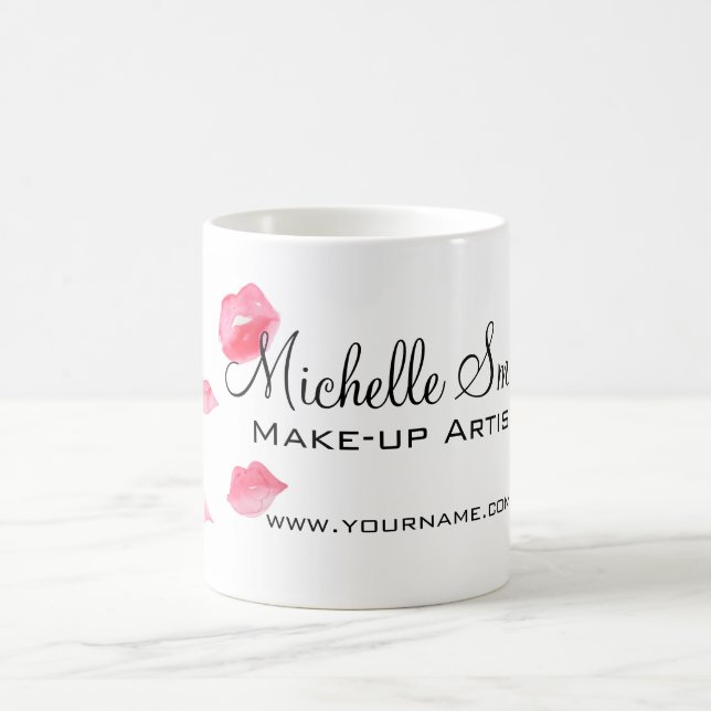 Mug Aquarelle rose lèvres maquillage marque (Centre)