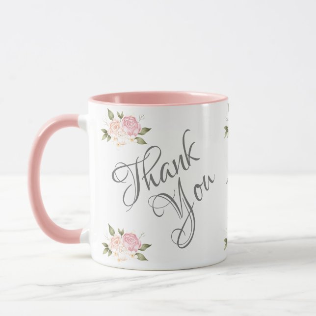 Mug Aquarelle rose Merci jolie (Gauche)