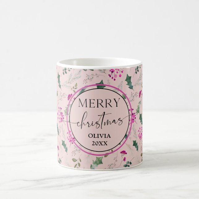 Mug Aquarelle rose mignonne Muettes de Noël (Centre)
