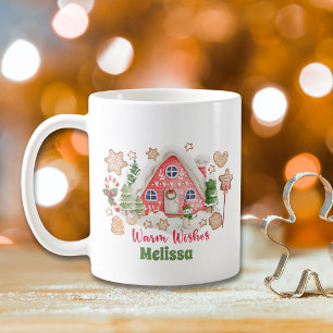 Mug Aquarelle rose mignonne Noël Chaleureux Voeux Cook