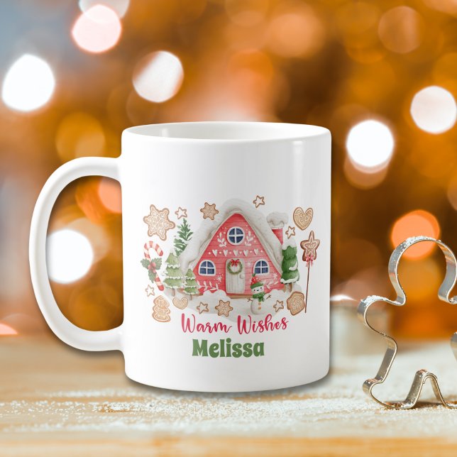 Mug Aquarelle rose mignonne Noël Chaleureux Voeux Cook (Créateur téléchargé)