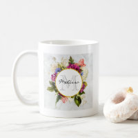 Aquarelle rose moderne Bouquet floral Monogramme
