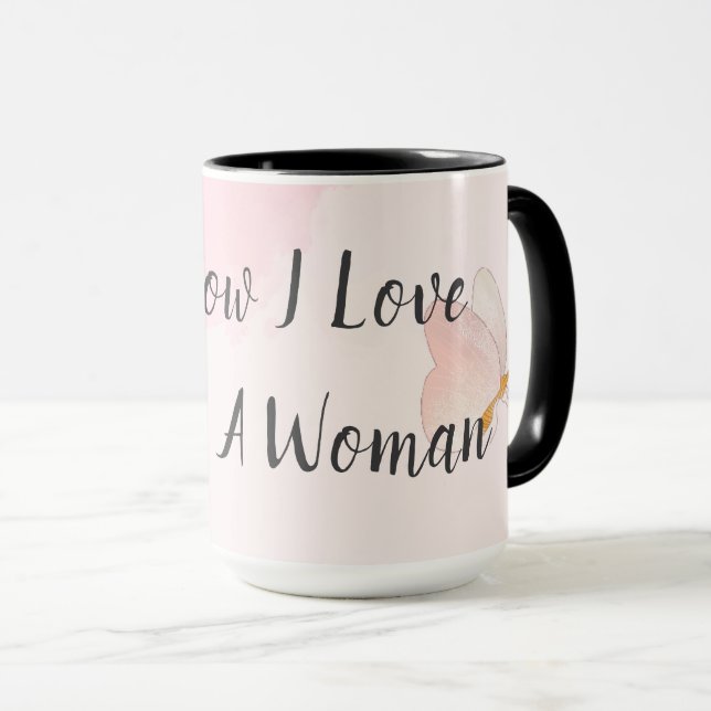 Mug Aquarelle Rose Moderne Comme J'aime Être une Femme (Devant droit)