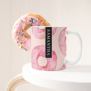 Mug Aquarelle rose moderne Motif avec nom
