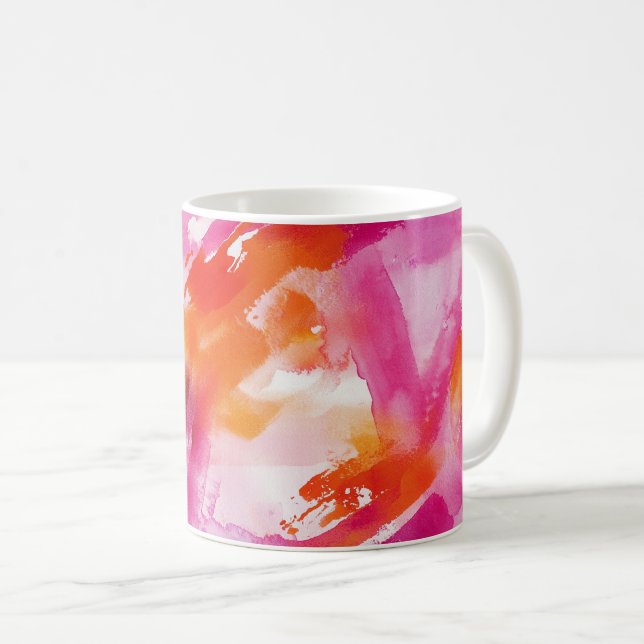 Mug Aquarelle rose orange Abstrait (Devant droit)