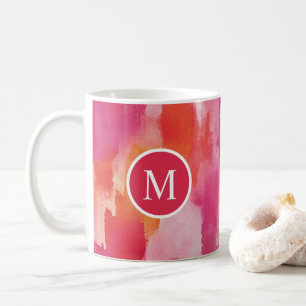 Mug Aquarelle rose orange Abstrait