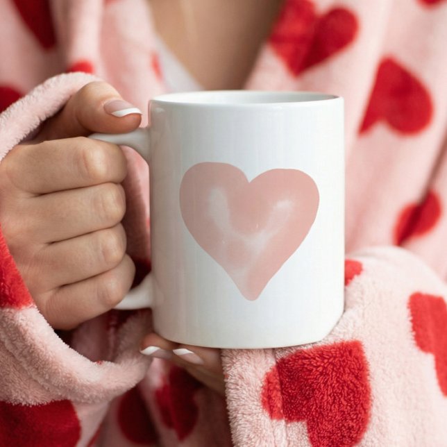 Mug Aquarelle rose pâle Amour du coeur (Pink Heart Watercolor Valentine’s Day Gift Girly Coffee Mug)