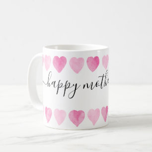 Mug Aquarelle rose pâle Coeurs joyeux Fête des Mères