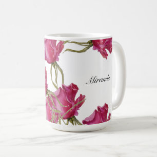 Mug Aquarelle rose Roses Art peint à la main
