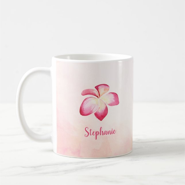 Mug Aquarelle rose Sunset Plumeria (Gauche)