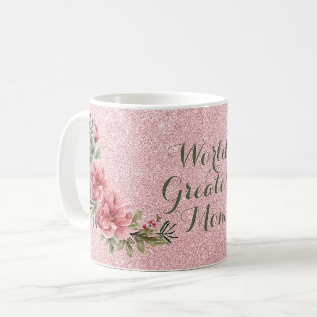Mug Aquarelle rose sur la Parties scintillant - La plu (Devant gauche)
