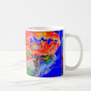 Mug aquarelle rouge Abstraite peinture florale