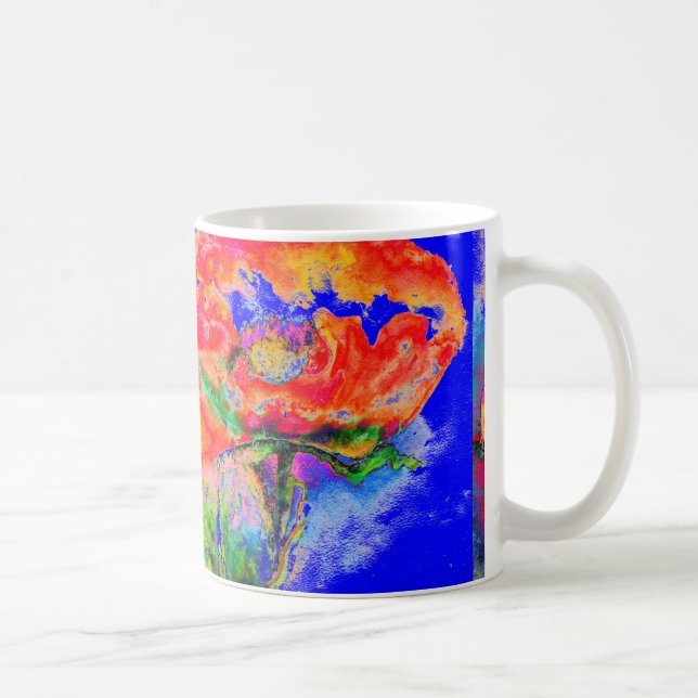 Mug aquarelle rouge Abstraite peinture florale (Droite)