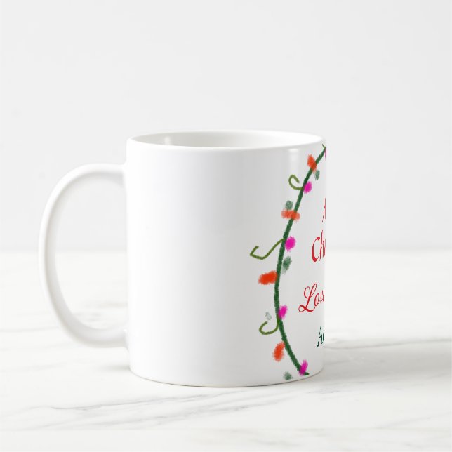 Mug aquarelle rouge blanc floral wreath joyeux Noël (Gauche)