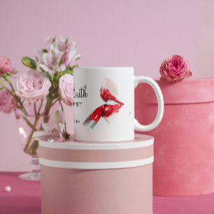 Mug Aquarelle rouge lèvres et marque de maquillage rou
