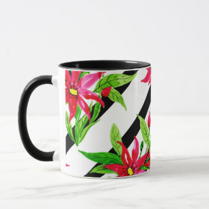 Mug Aquarelle Rouge Poinsettia Noël Motif moderne