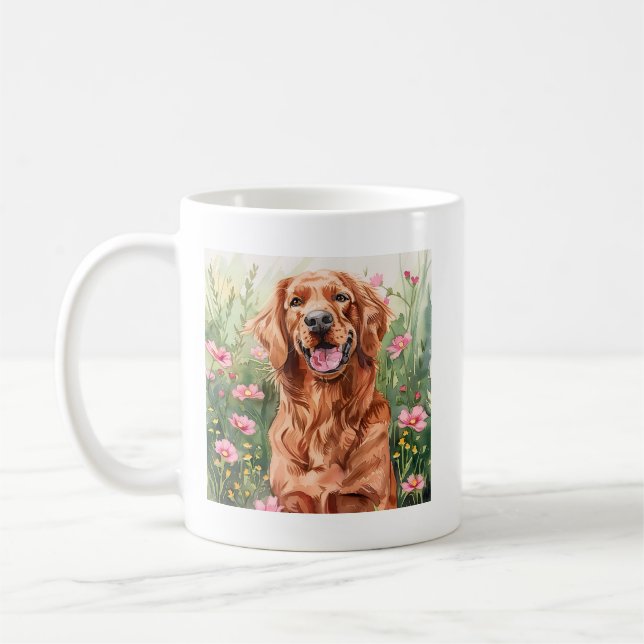 Mug Aquarelle Rouge Setter Chien Coffee Cup Cadeau (Gauche)