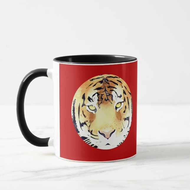 Mug Aquarelle rouge Tigre chinois Nouvel An 2022 Zodia (Gauche)