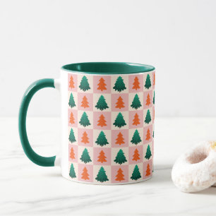 Mug Aquarelle rouge vert Joyeux sapin de Noël motif
