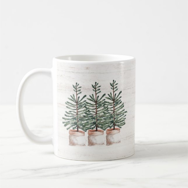 Mug Aquarelle rustique Arbres À feuillage persistant M (Gauche)