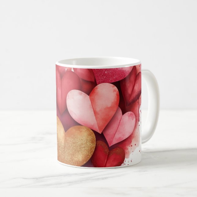 Mug Aquarelle Saint-Valentin Coeur (Devant droit)