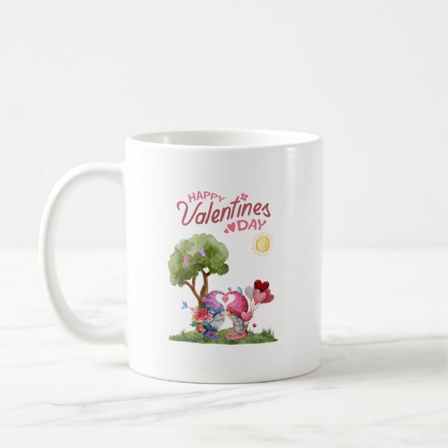 Mug Aquarelle Saint Valentin Gnome Couple (Gauche)