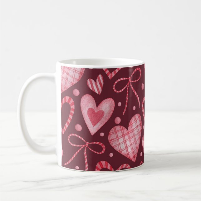 Mug Aquarelle Saint-Valentin : rose Bourgogne (Gauche)