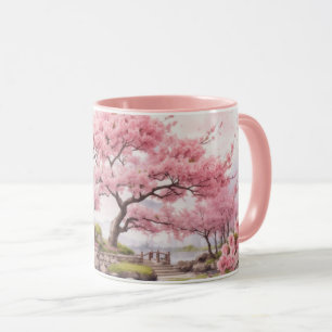 Mug Aquarelle Sakura Cherry Blossom Tree View Musique