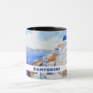 Mug Aquarelle Santorini Oia
