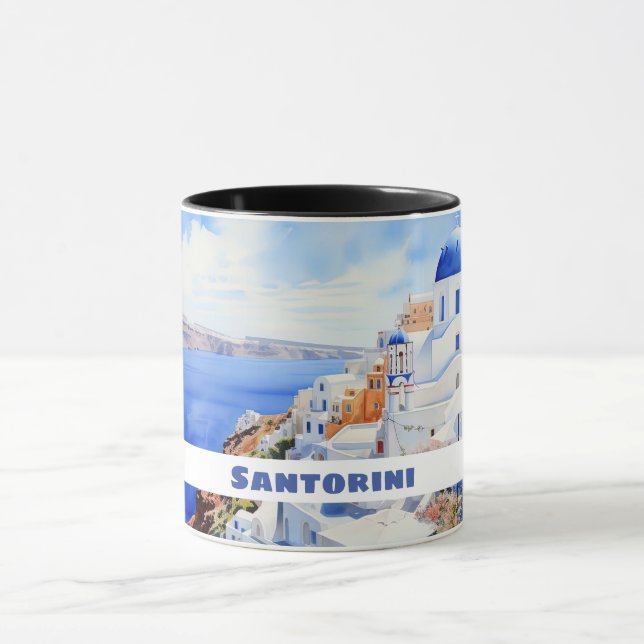 Mug Aquarelle Santorini Oia (Centre)