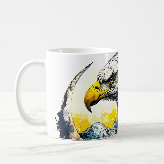 Mug Aquarelle sauvage Forêt Lune Aigle (Gauche)