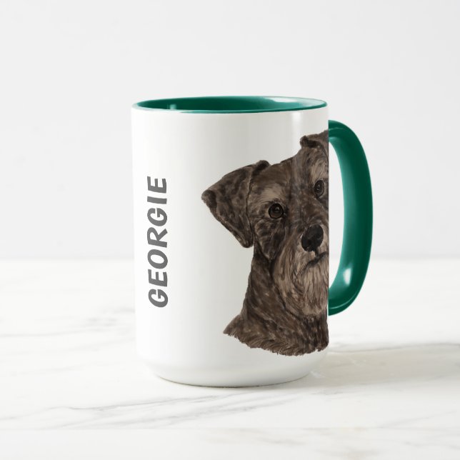 Mug Aquarelle Schnauzer miniature personnalisée (Devant droit)