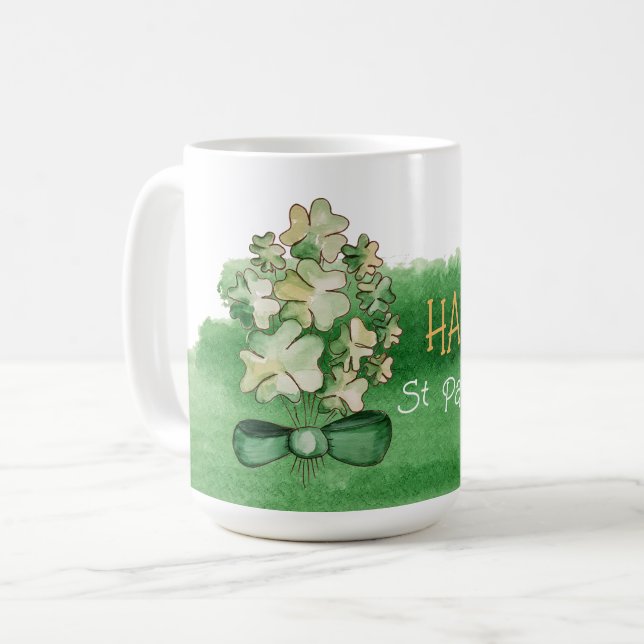 Mug Aquarelle Shamrock Lucky (Devant gauche)