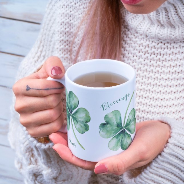 Mug Aquarelle Shamrock mai vos bénédictions être nombr (Créateur téléchargé)