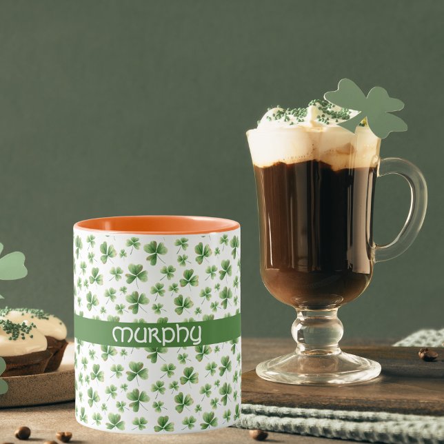 Mug Aquarelle Shamrock St. Patrick's Day Nom (Créateur téléchargé)