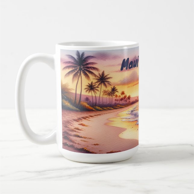 Mug Aquarelle Sketch Maui Hawaii Coloré | (Gauche)