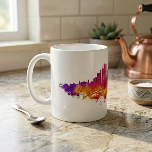 Mug Aquarelle Skyline de Chicago en blanc