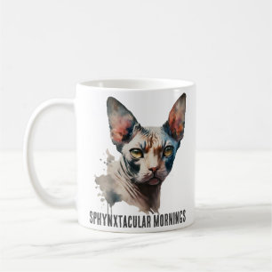 Mug Aquarelle Sphynx Chat Portrait Musique