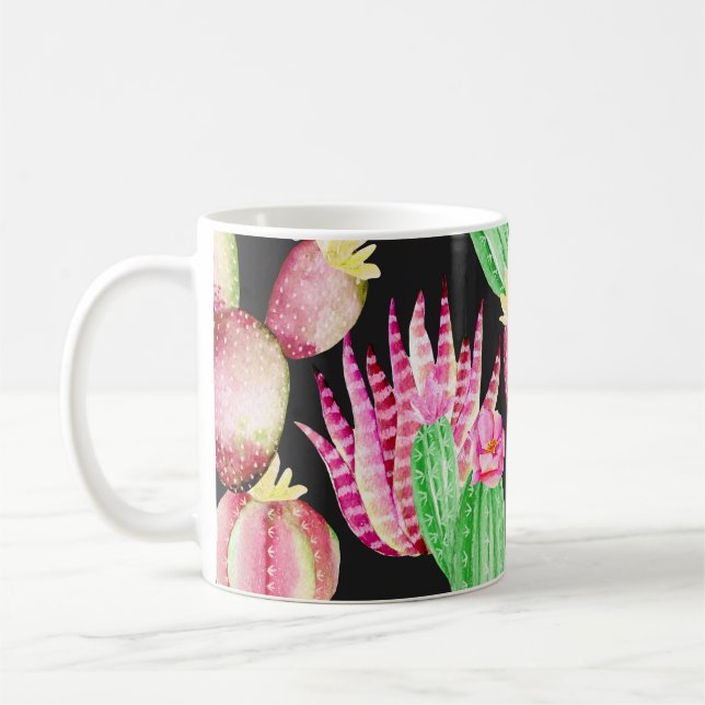 Mug Aquarelle succulents : cactus motif floral. (Gauche)