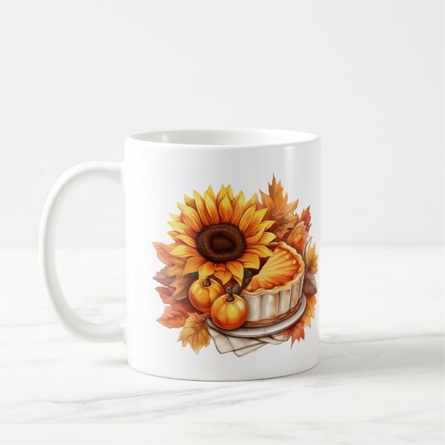 Mug Aquarelle Tarte d'automne et tournesol (Gauche)