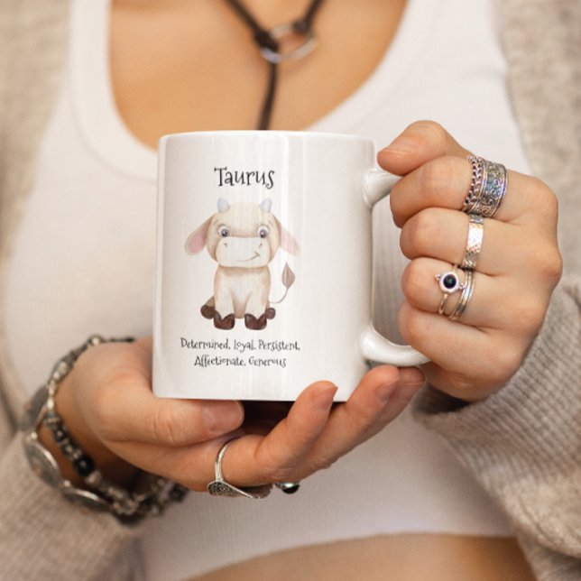 Mug Aquarelle Taurus Taureau Taureau (Cute Taurus Bull Watercolor Zodiac Traits Coffee Mug)