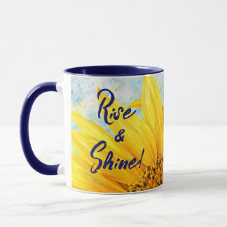 Mug aquarelle Tournesol Rise & Shine - Bleu foncé