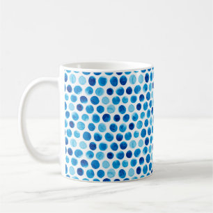 Mug Aquarelle transparente motif avec pois bleus