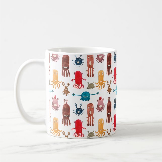 Mug Aquarelle transparente motif de monstres amusants  (Gauche)