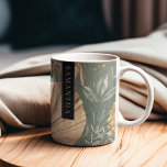 Mug Aquarelle Tropicale Gold & Green Feuille Motif<br><div class="desc">Aquarelle Tropicale Gold & Green Feuille Motif</div>