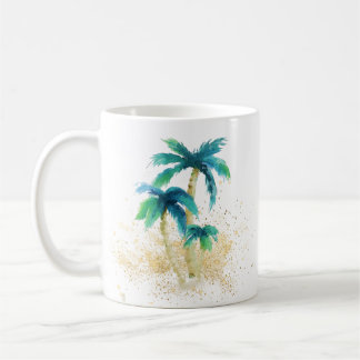 Mug Aquarelle tropicale Palmiers Sable d'or