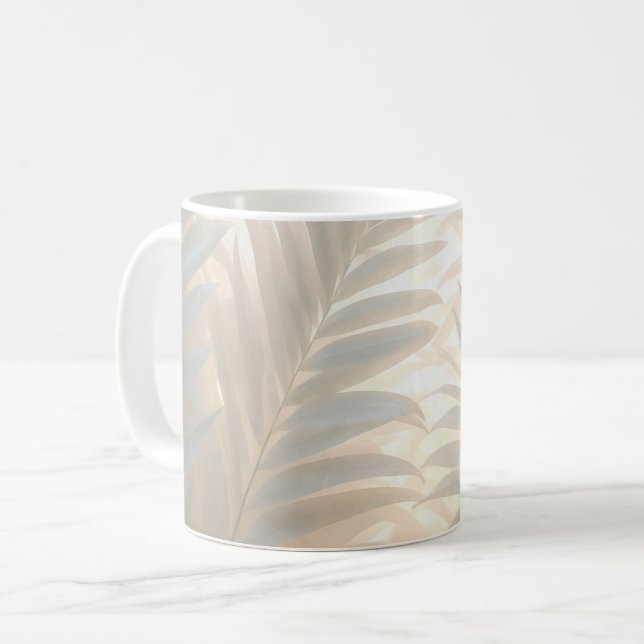 Mug Aquarelle tropicale relaxante, feuilles de palmier (Devant gauche)